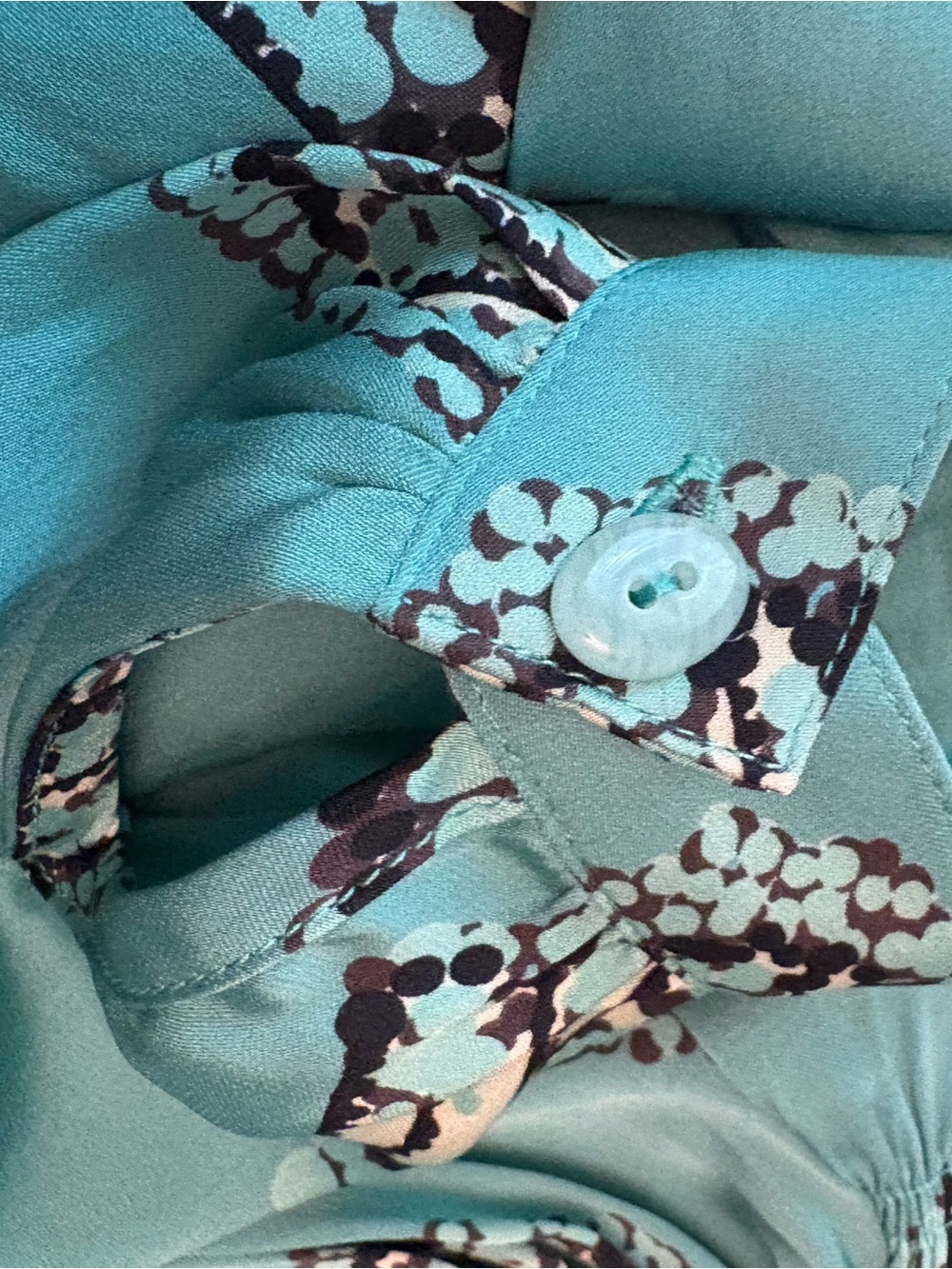 Tucker Teal Shell-Print V-Neck Long-Sleeve Blouse - Picture 10 of 10